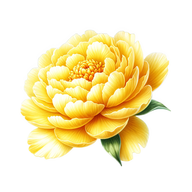Yellow Flower Large Petals Green Leaves Vinyl Sticker Decal