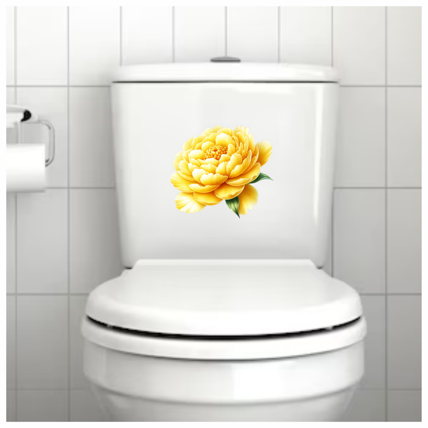 Yellow Flower Large Petals Green Leaves Vinyl Sticker Decal