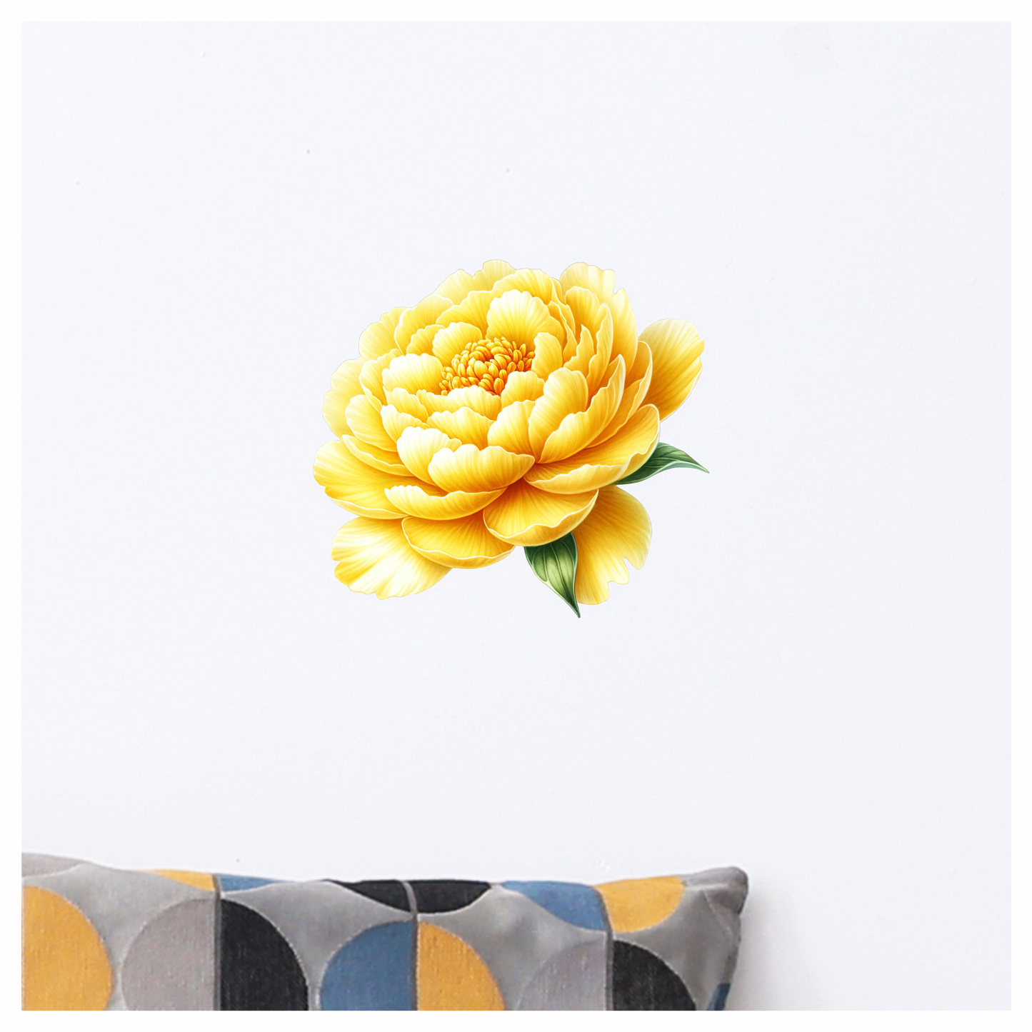 Yellow Flower Large Petals Green Leaves Vinyl Sticker Decal