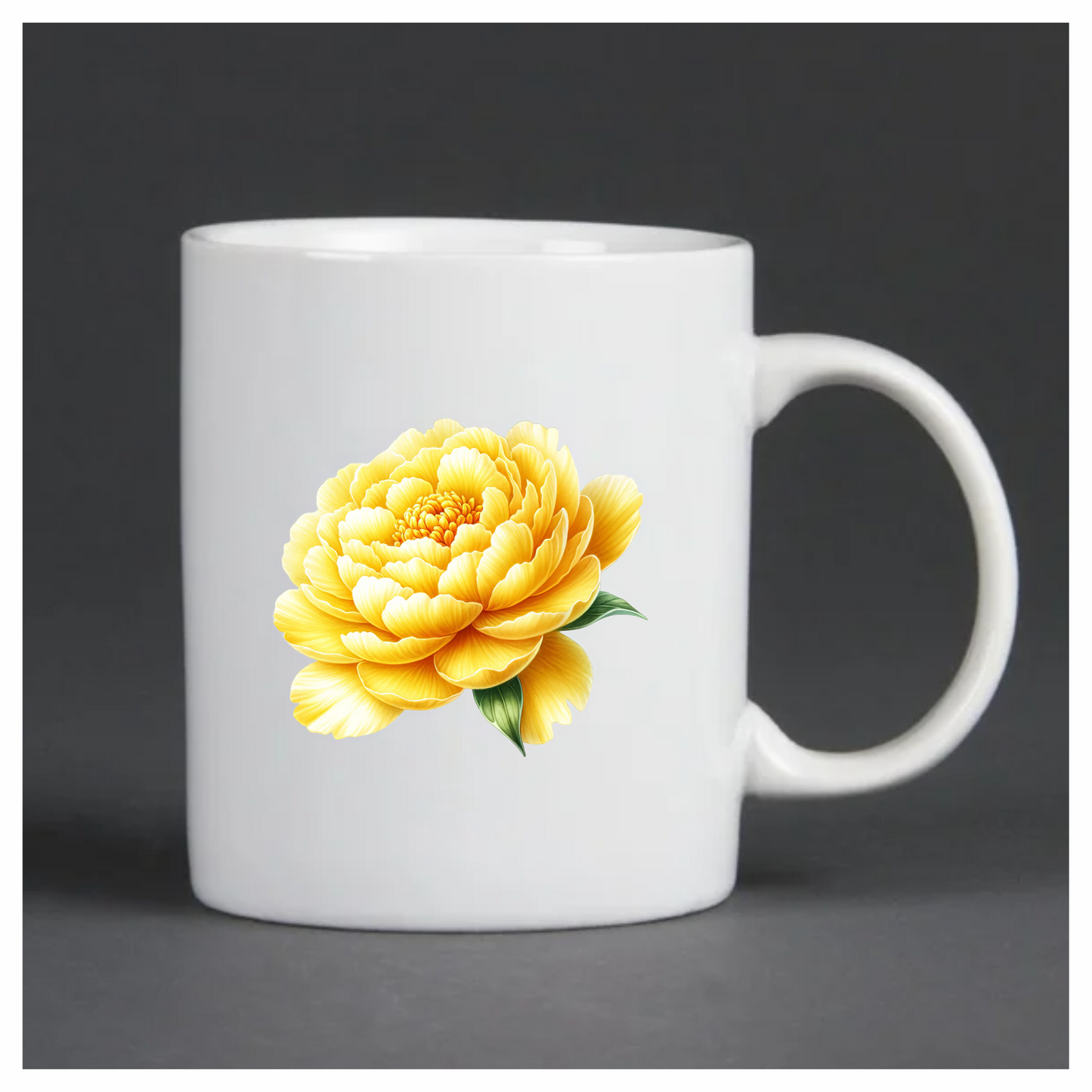 Yellow Flower Large Petals Green Leaves Vinyl Sticker Decal