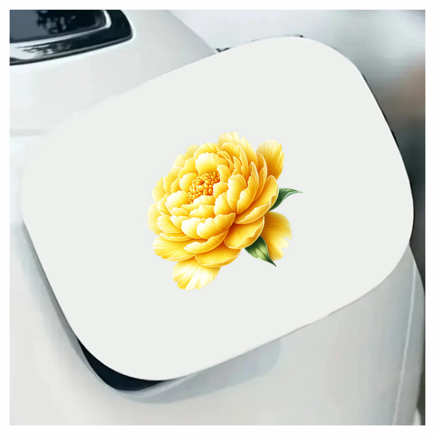 Yellow Flower Large Petals Green Leaves Vinyl Sticker Decal