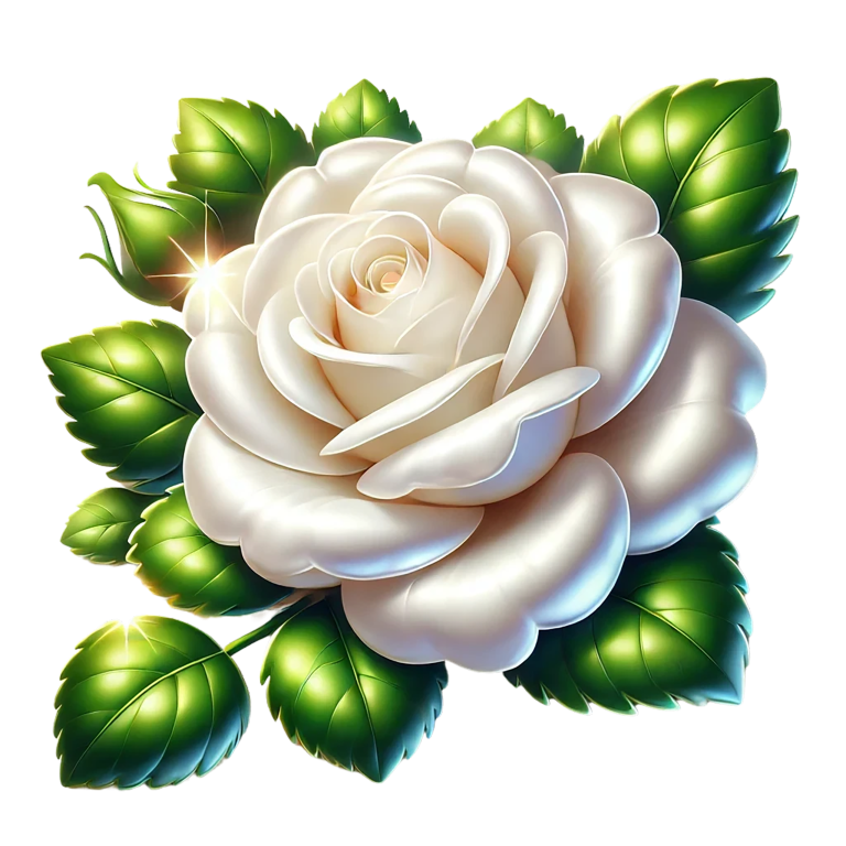 White Rose Green Leaves Floral Vinyl Sticker Decal