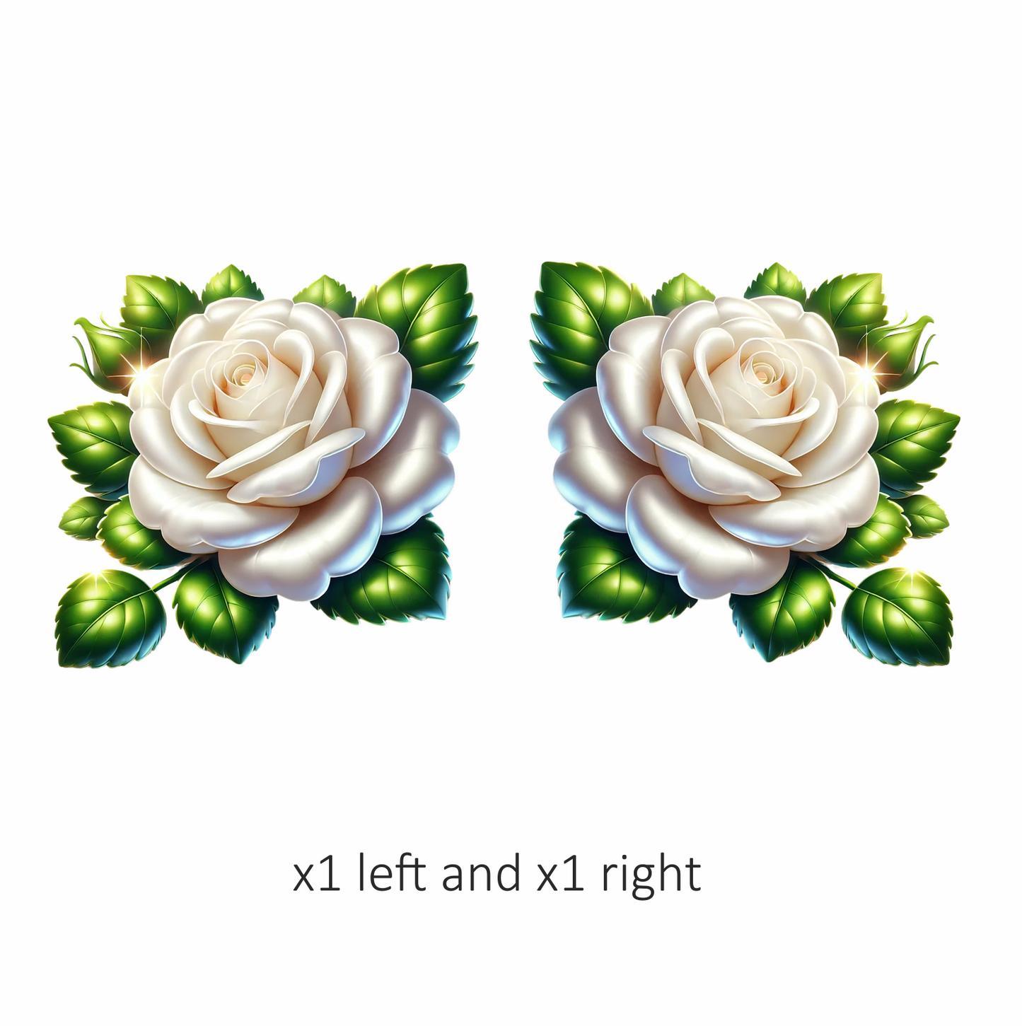 White Rose Green Leaves Floral Vinyl Sticker Decal