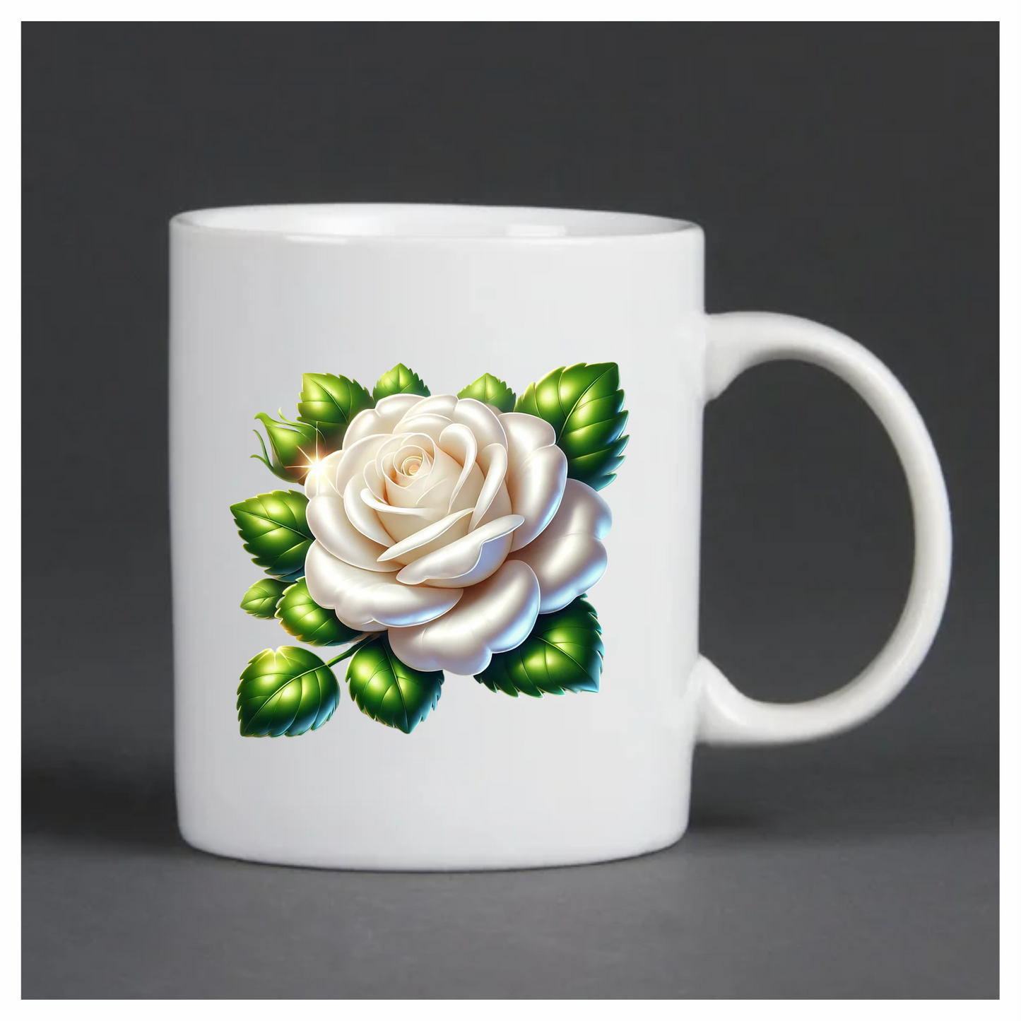 White Rose Green Leaves Floral Vinyl Sticker Decal