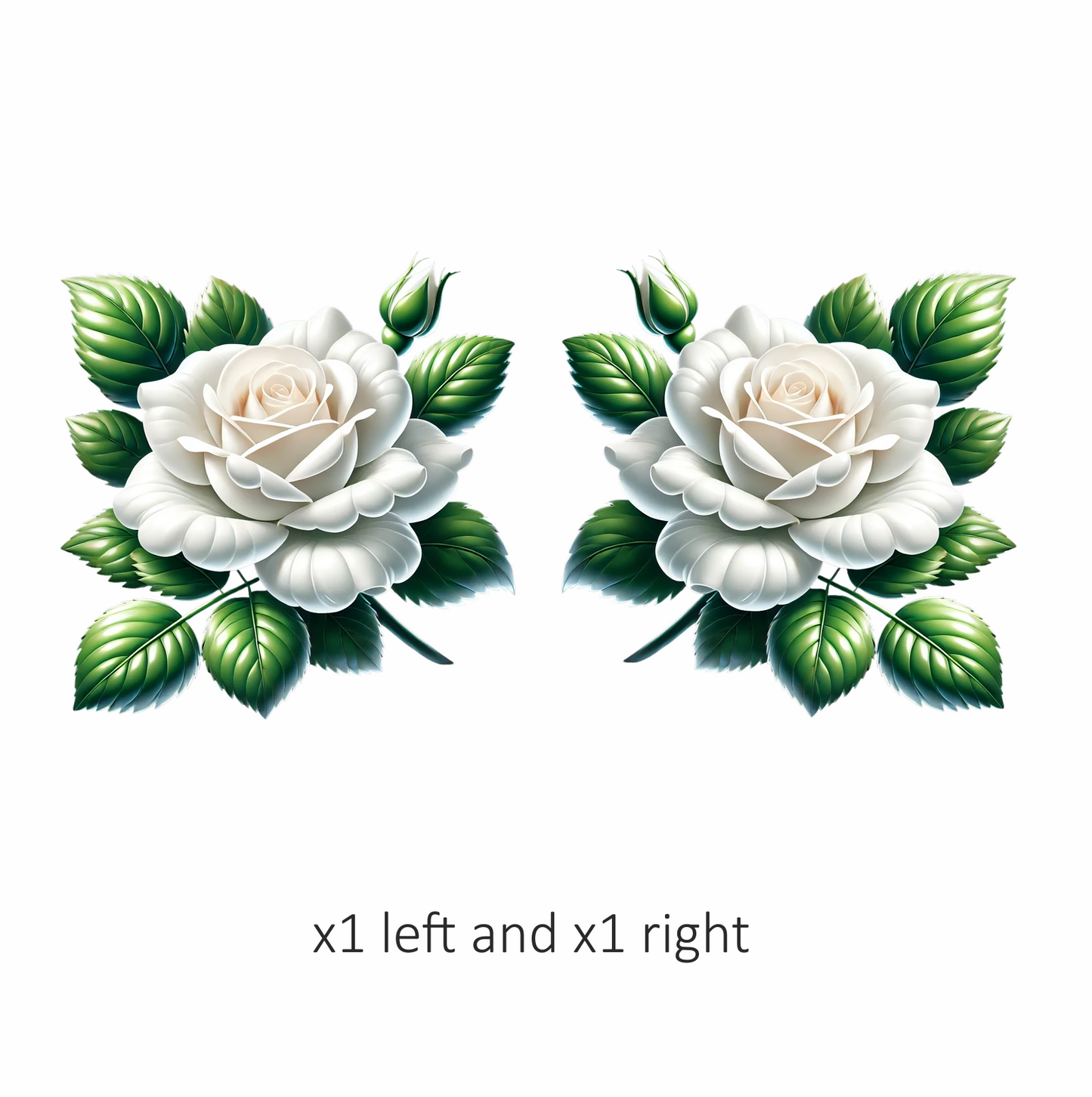 White Rose Green Leaves Blooming Vinyl Sticker Decal