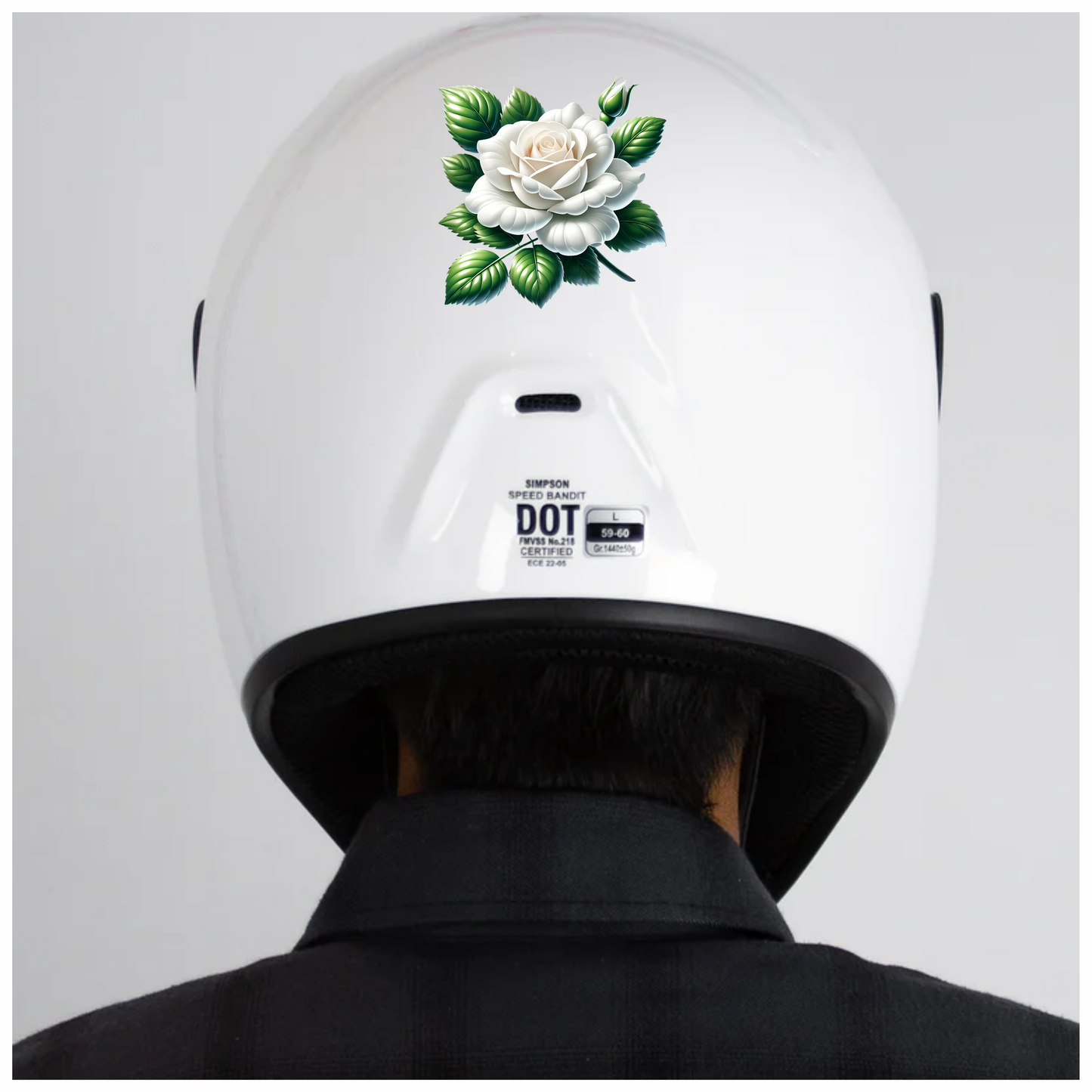 White Rose Green Leaves Blooming Vinyl Sticker Decal