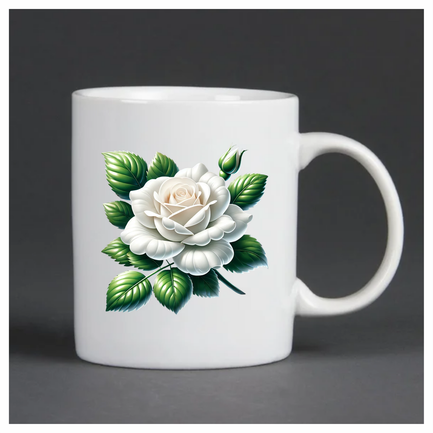 White Rose Green Leaves Blooming Vinyl Sticker Decal