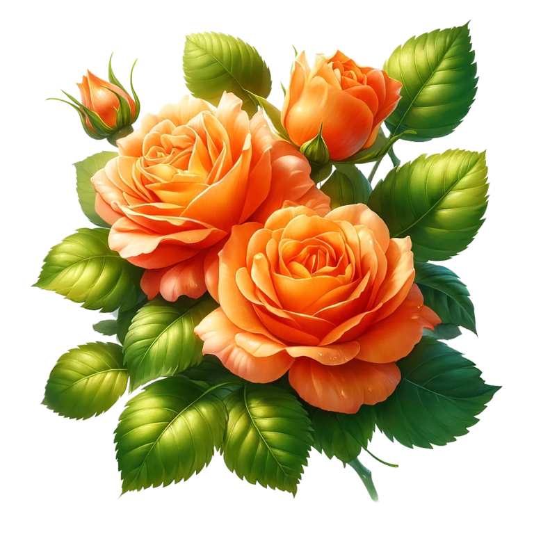 Orange Roses Green Leaves Floral Vinyl Sticker Decal
