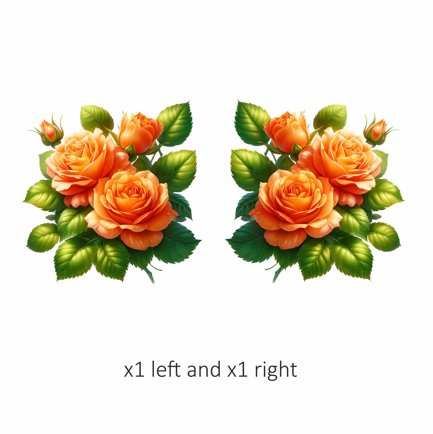 Orange Roses Green Leaves Floral Vinyl Sticker Decal