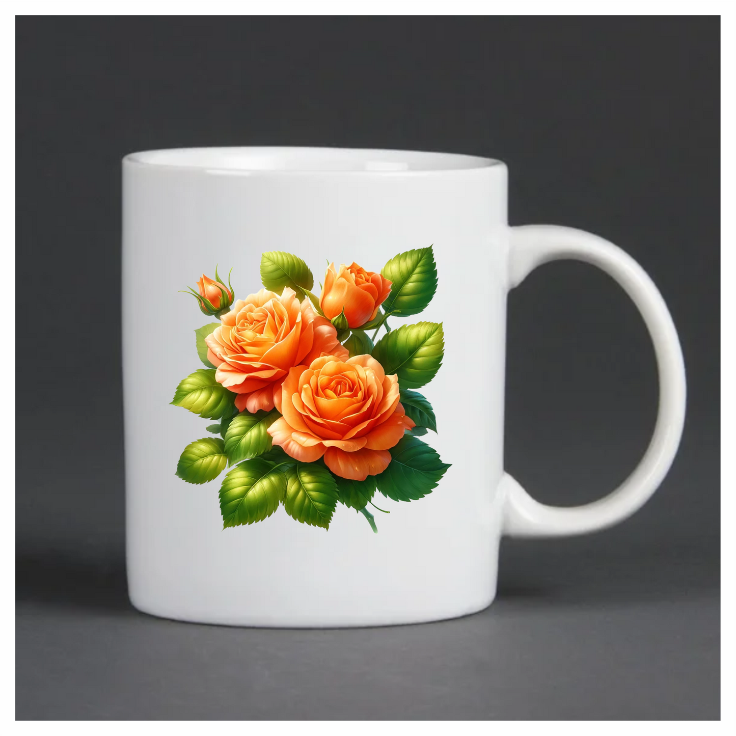Orange Roses Green Leaves Floral Vinyl Sticker Decal