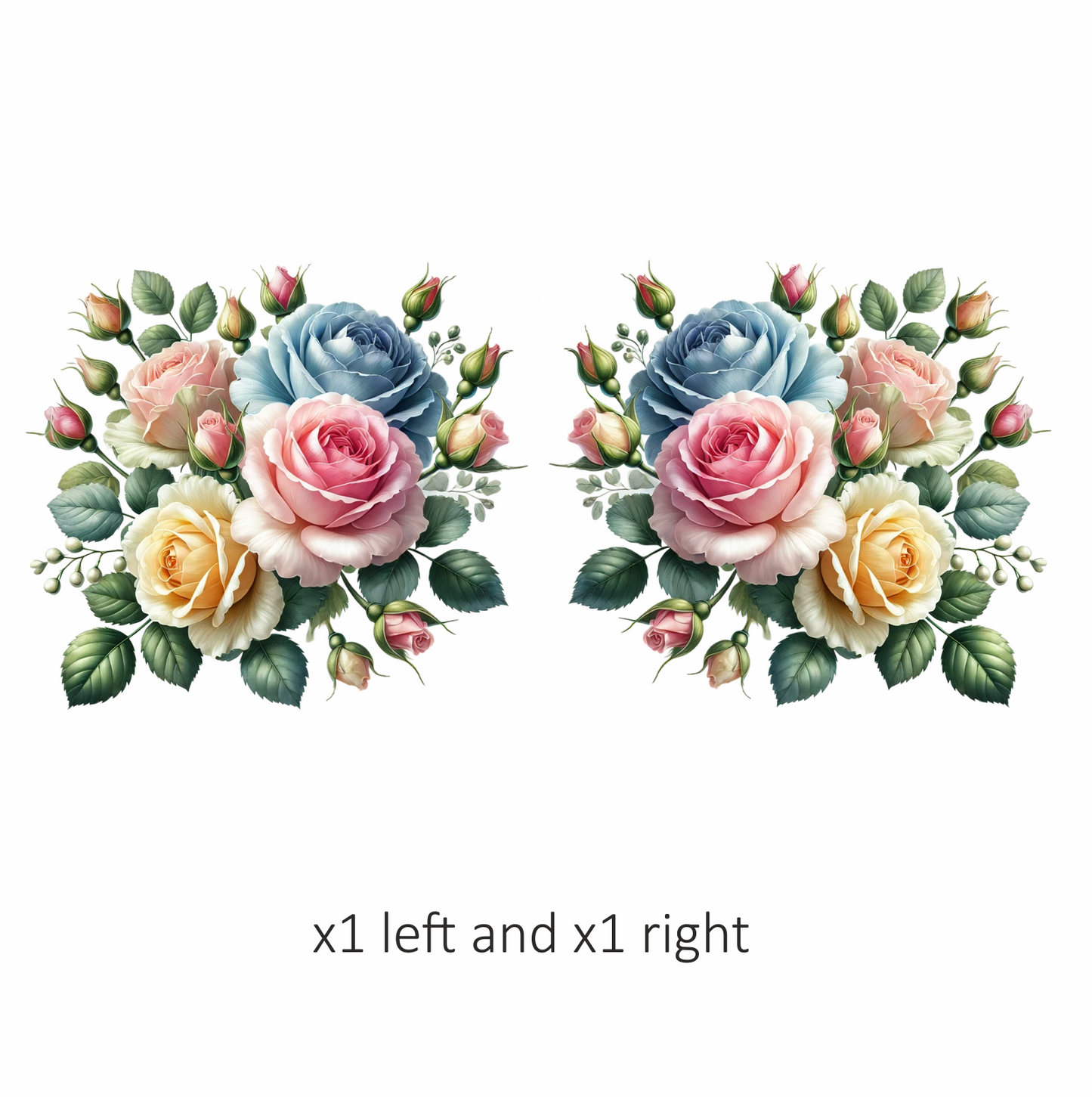 Pink Rose Blue Rose Yellow Rose Green Leaves Vinyl Sticker Decal