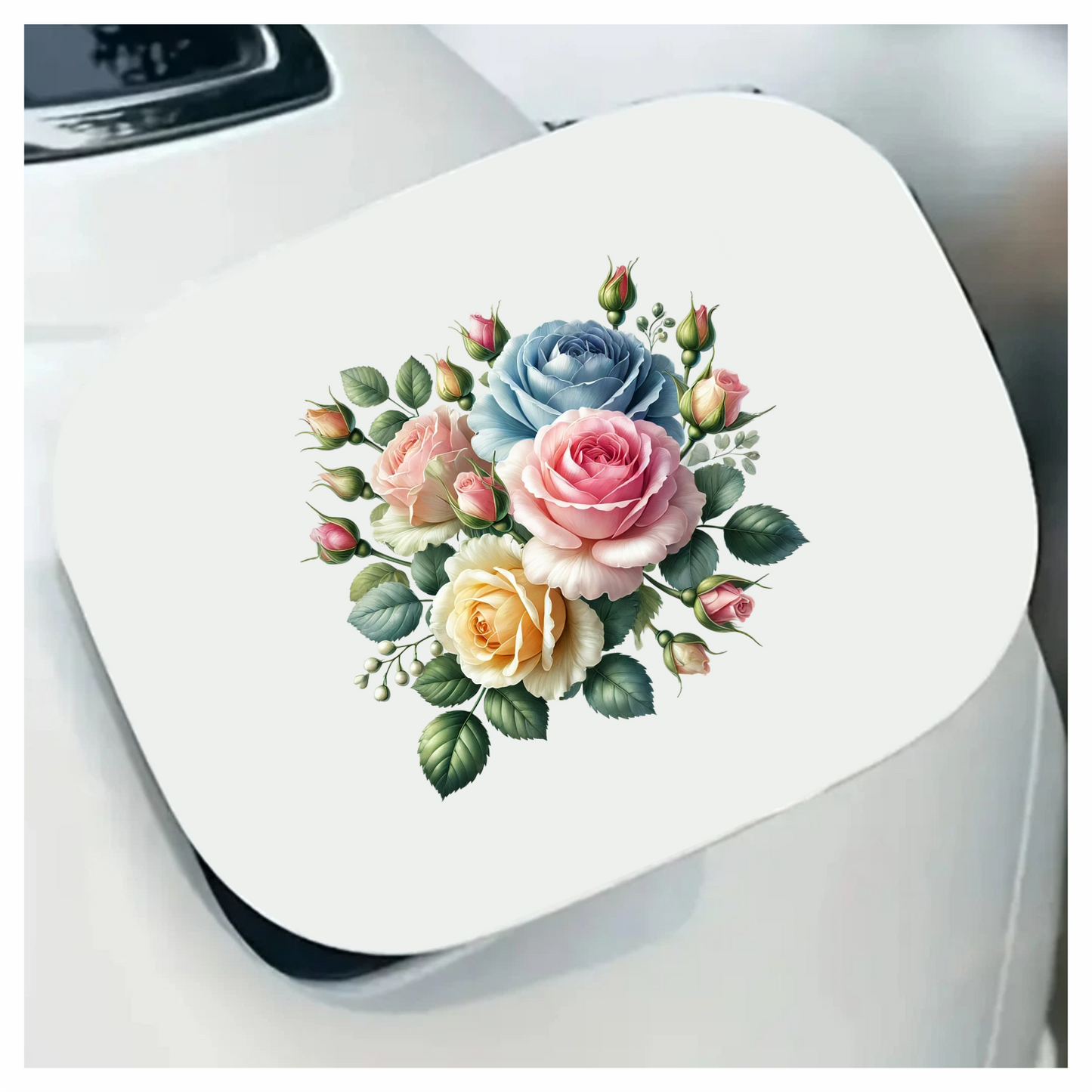 Pink Rose Blue Rose Yellow Rose Green Leaves Vinyl Sticker Decal