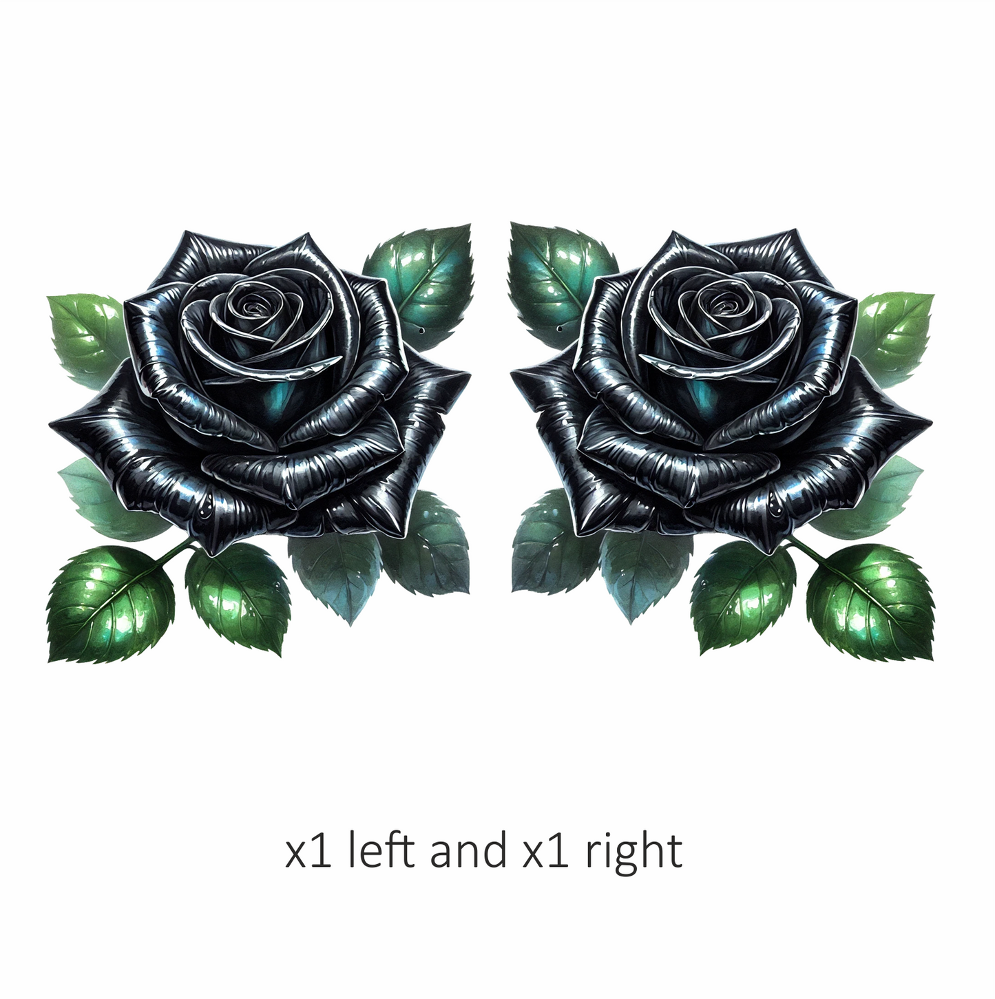 Black Rose Green Leaves Simple Vinyl Sticker Decal