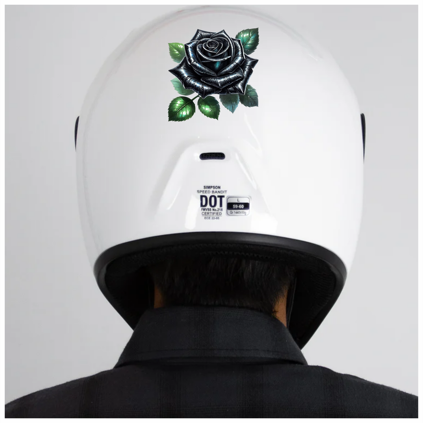 Black Rose Green Leaves Simple Vinyl Sticker Decal