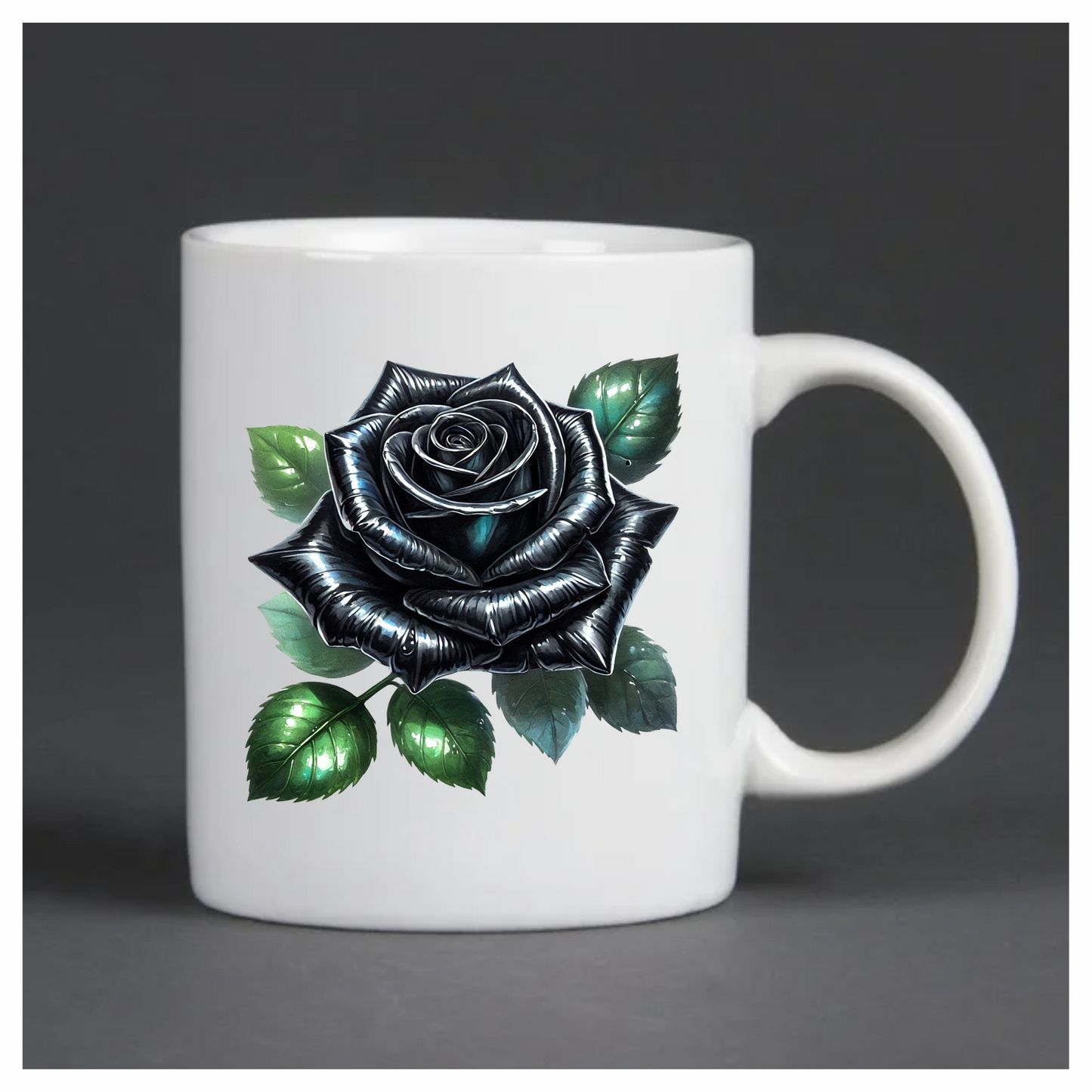 Black Rose Green Leaves Simple Vinyl Sticker Decal
