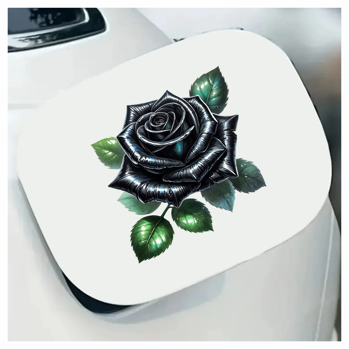 Black Rose Green Leaves Simple Vinyl Sticker Decal