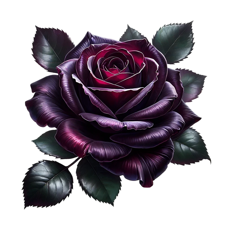 Purple Rose Green Leaves Flower Vinyl Sticker Decal
