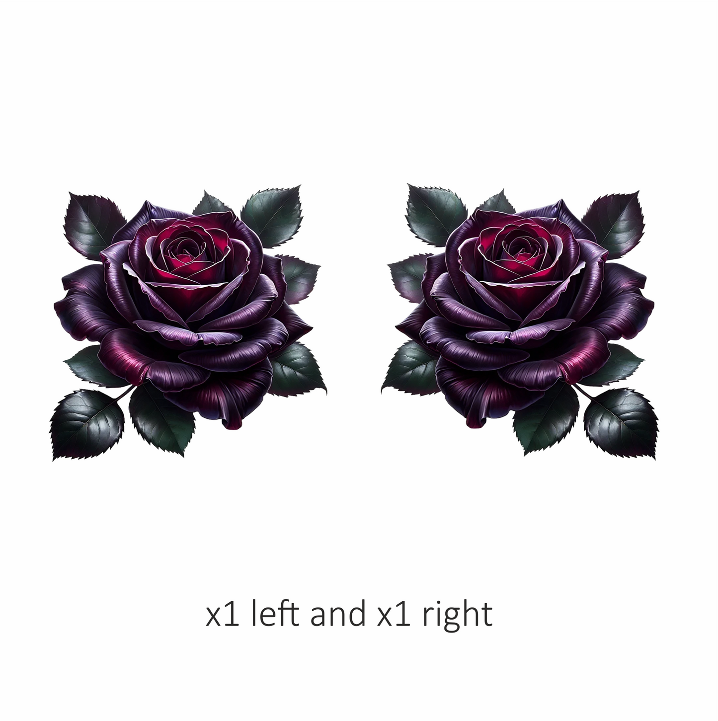 Purple Rose Green Leaves Flower Vinyl Sticker Decal