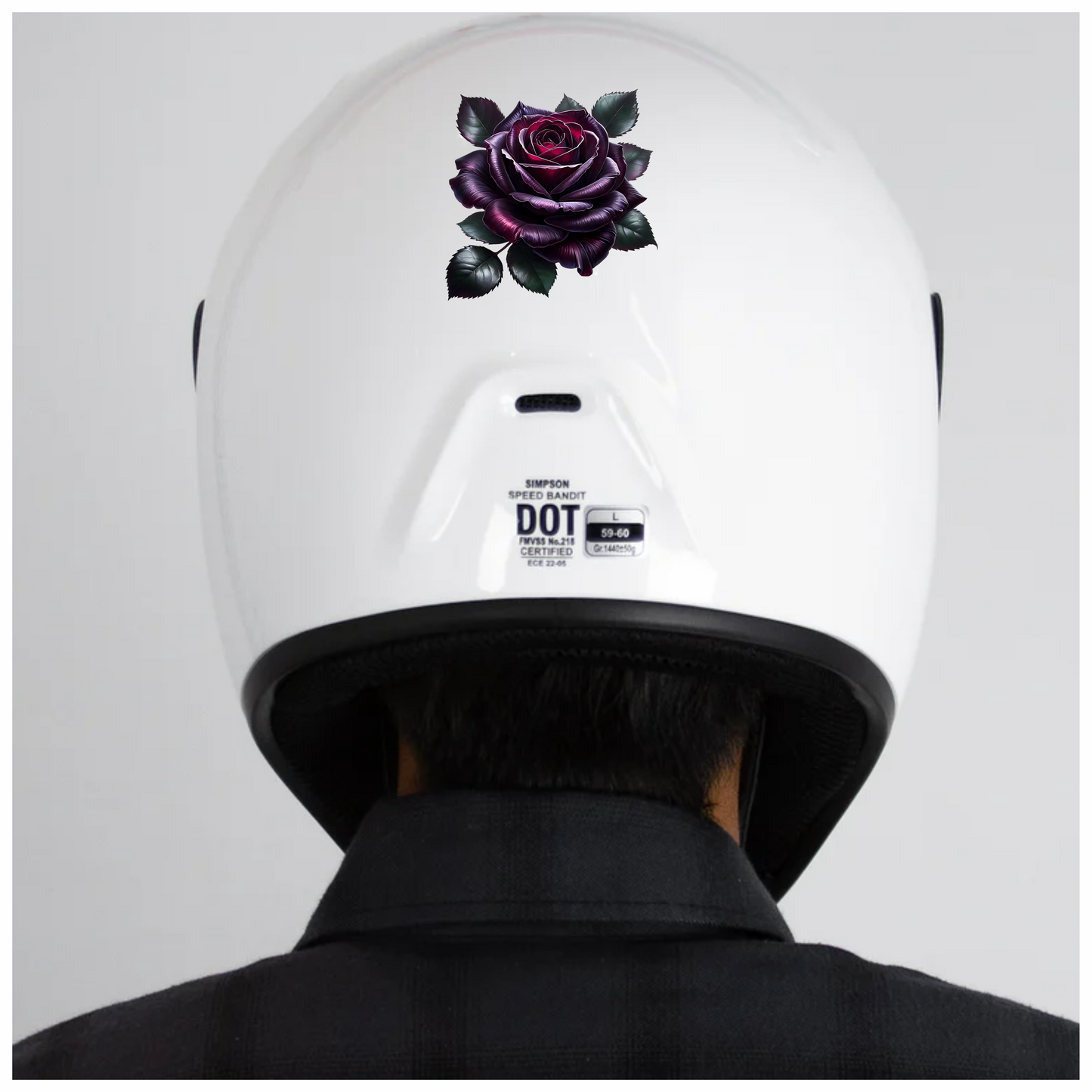 Purple Rose Green Leaves Flower Vinyl Sticker Decal