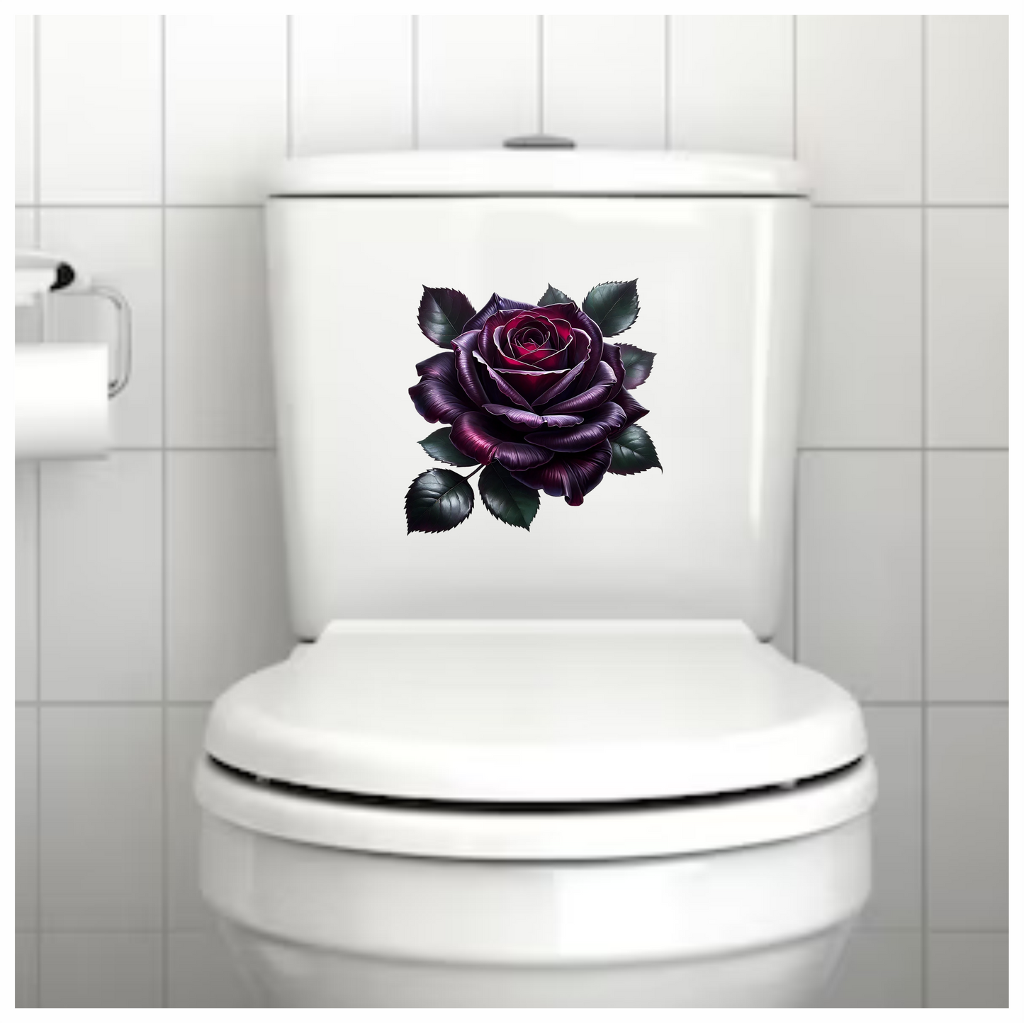 Purple Rose Green Leaves Flower Vinyl Sticker Decal