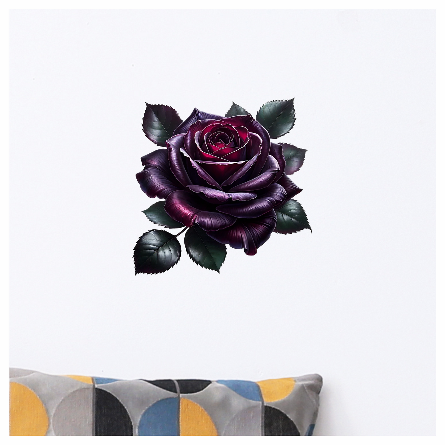 Purple Rose Green Leaves Flower Vinyl Sticker Decal
