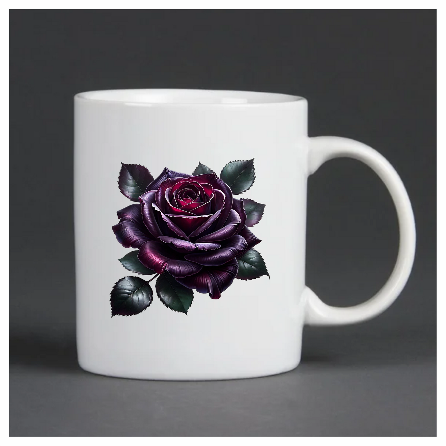 Purple Rose Green Leaves Flower Vinyl Sticker Decal