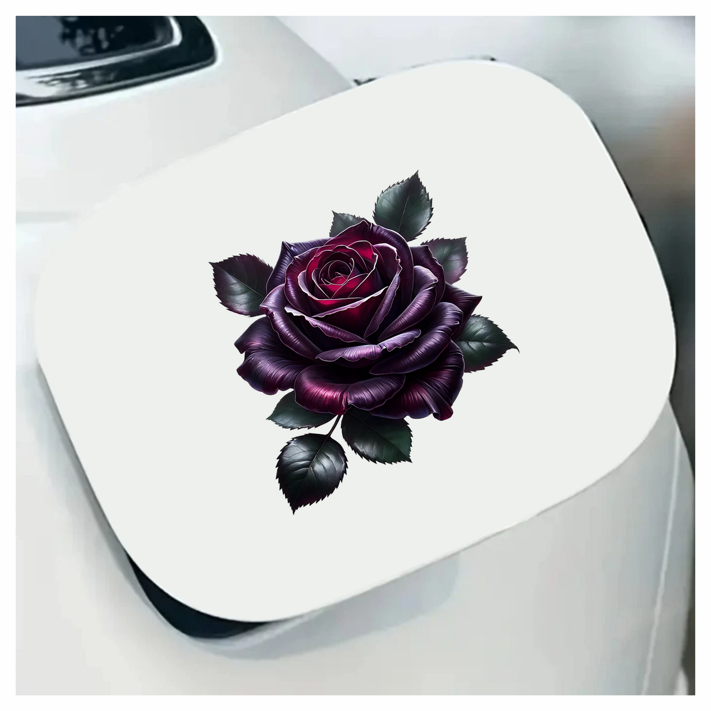 Purple Rose Green Leaves Flower Vinyl Sticker Decal
