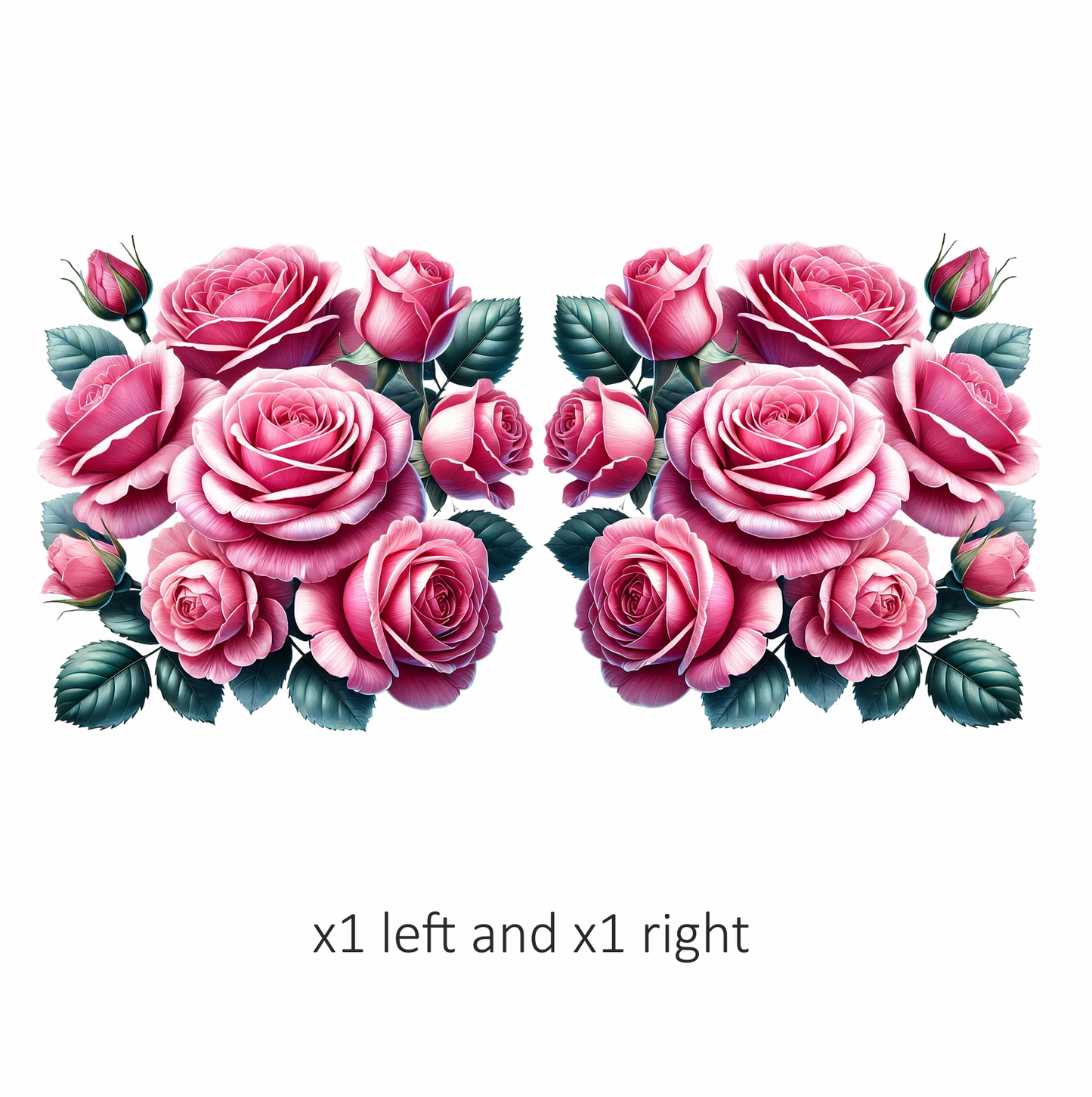 Pink Roses Blooming Green Leaves Vinyl Sticker Decal