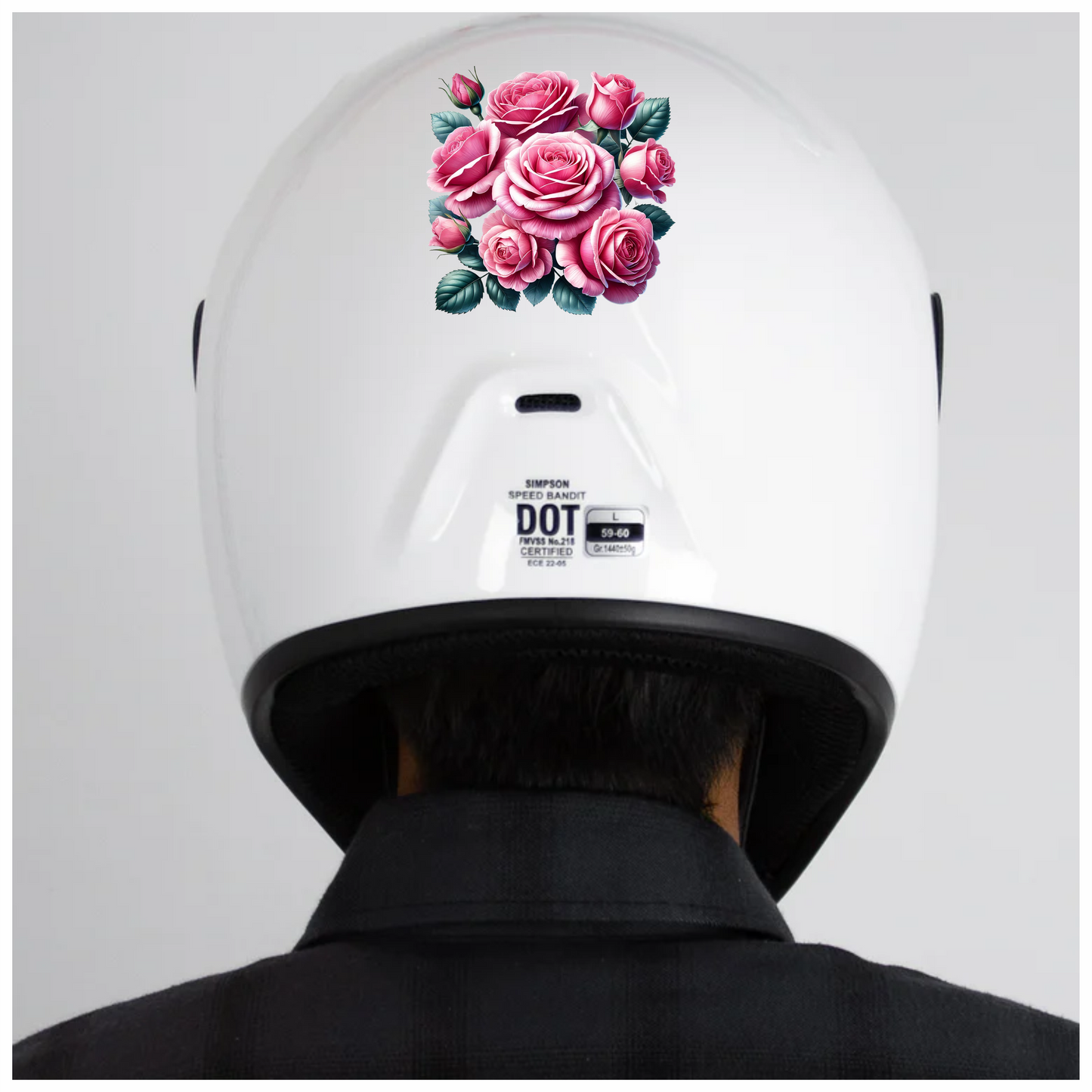 Pink Roses Blooming Green Leaves Vinyl Sticker Decal