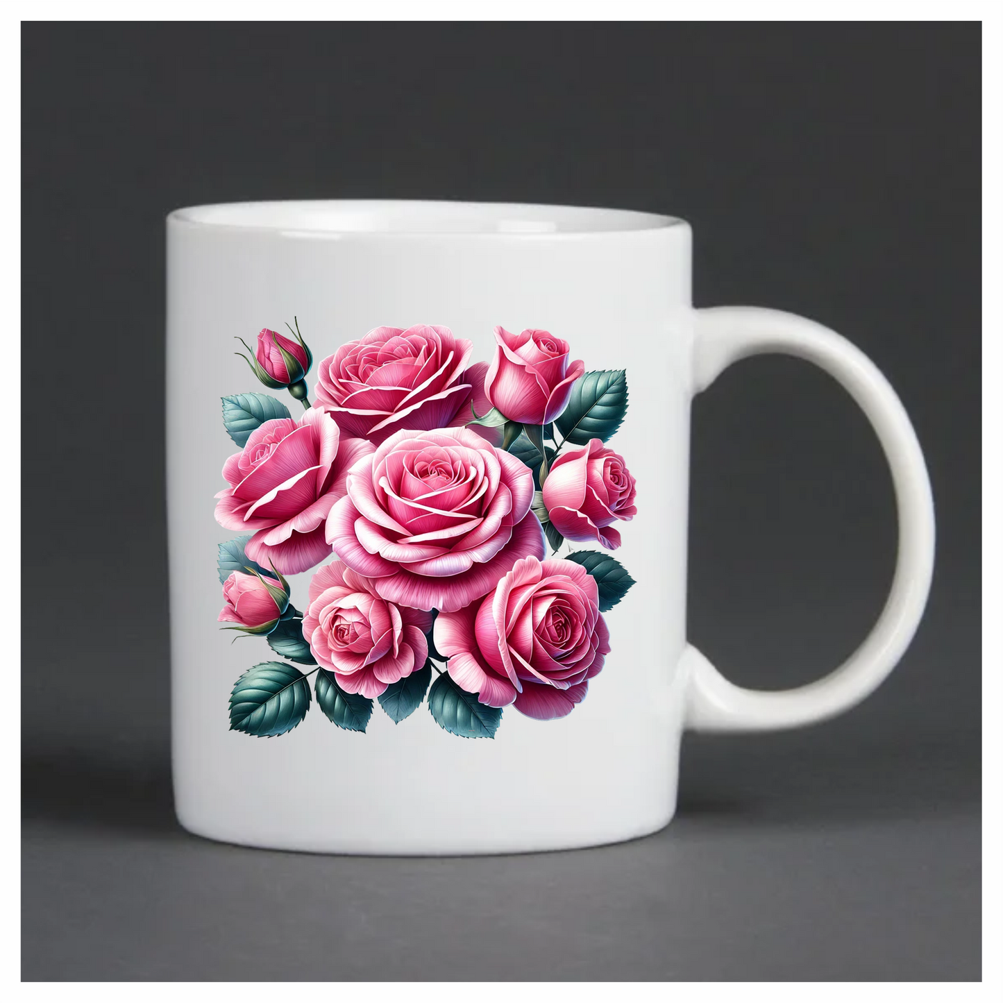 Pink Roses Blooming Green Leaves Vinyl Sticker Decal