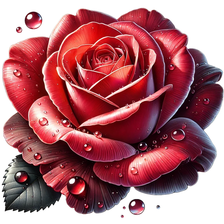 Red Rose Petals Water Drops Vinyl Sticker Decal