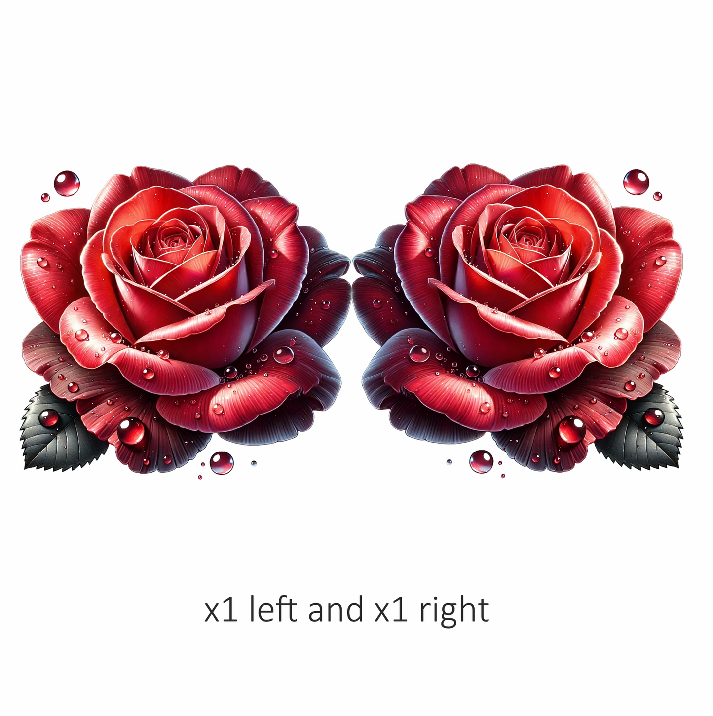 Red Rose Petals Water Drops Vinyl Sticker Decal