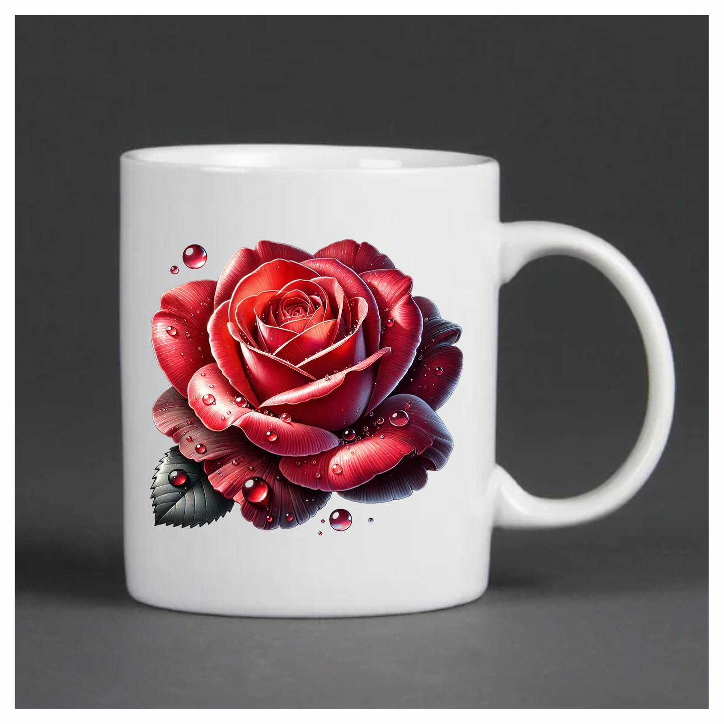 Red Rose Petals Water Drops Vinyl Sticker Decal