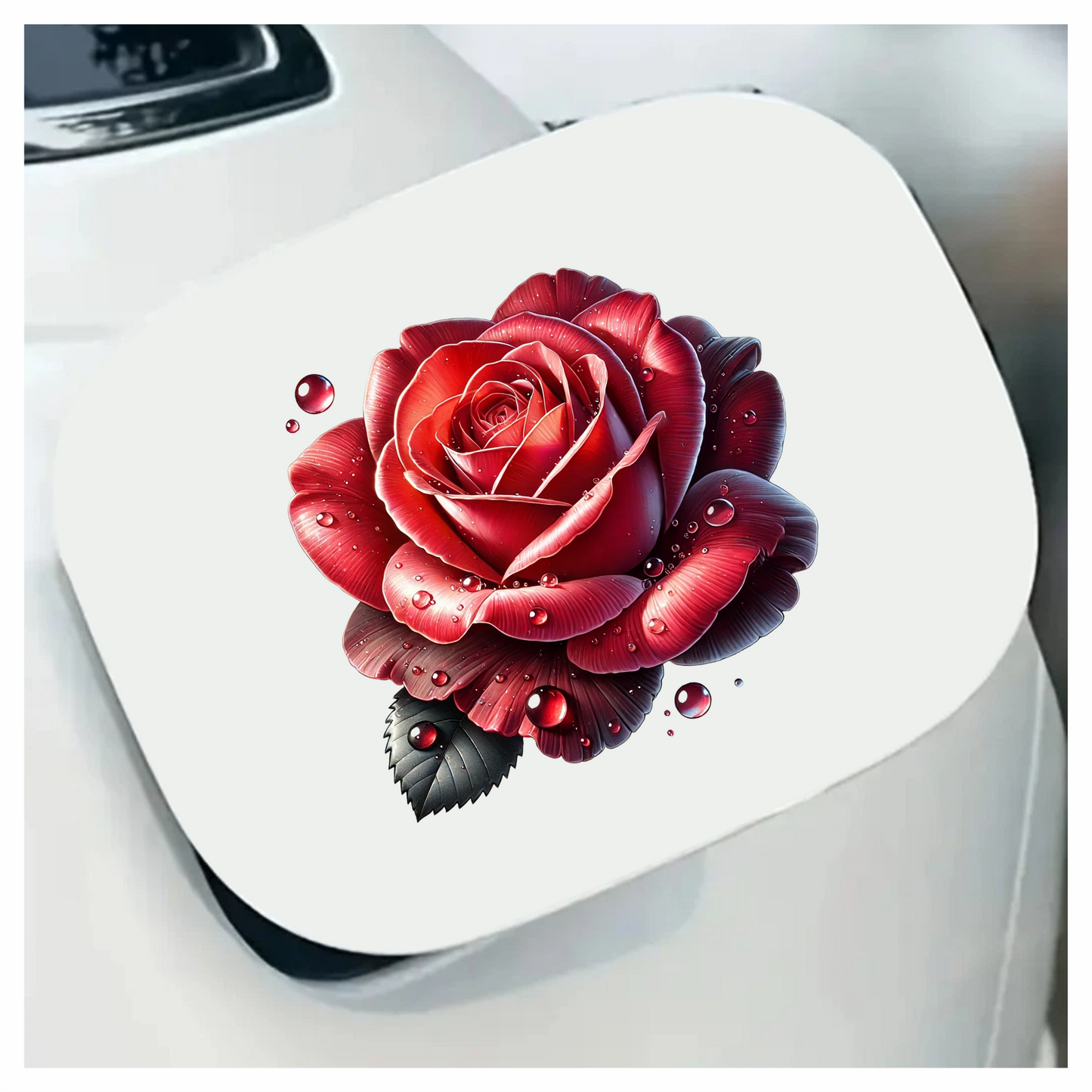 Red Rose Petals Water Drops Vinyl Sticker Decal