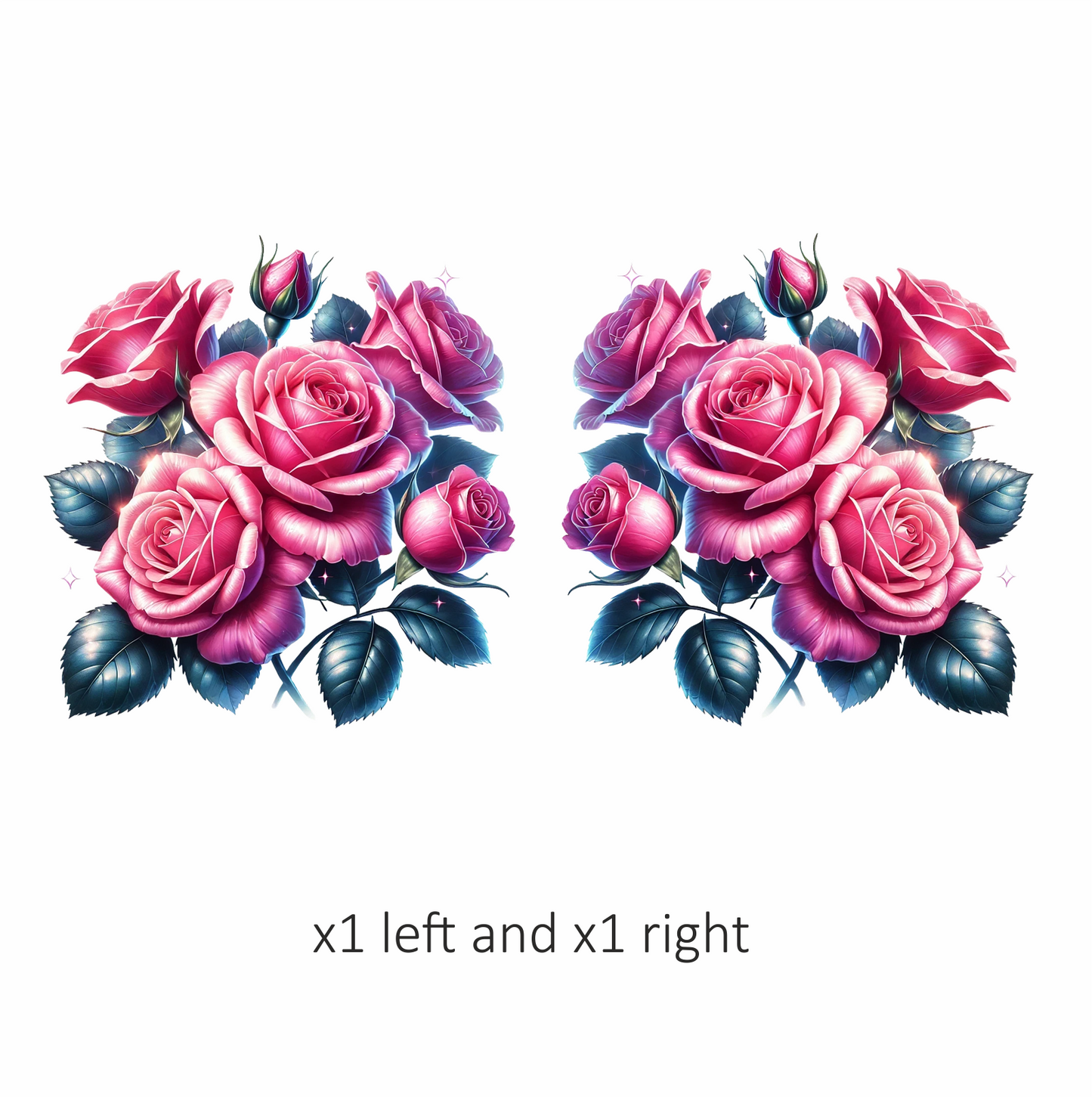 Pink Roses Green Leaves Floral Arrangement Vinyl Sticker Decal