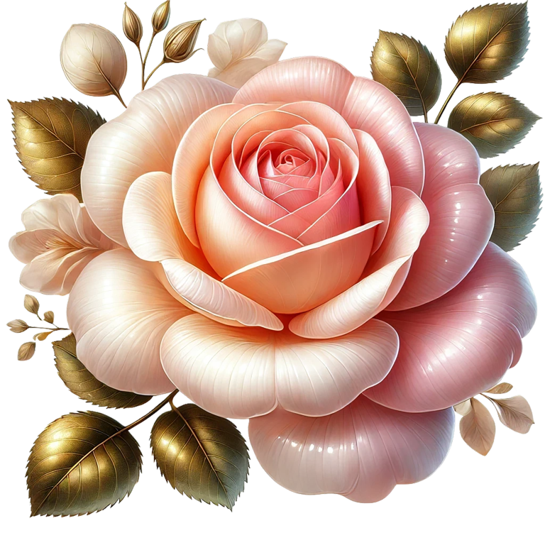 Pink White Rose Gold Leaves Vinyl Sticker Decal