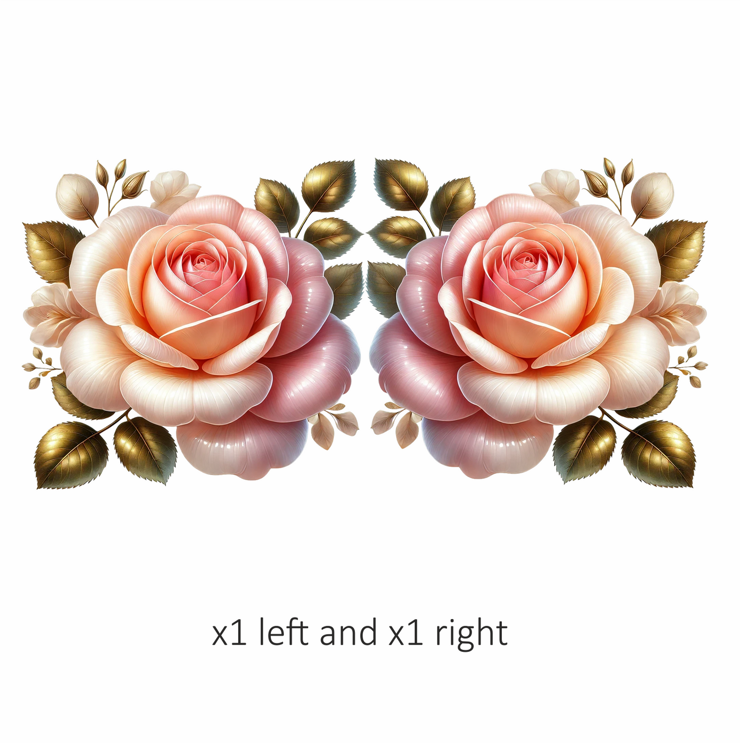 Pink White Rose Gold Leaves Vinyl Sticker Decal