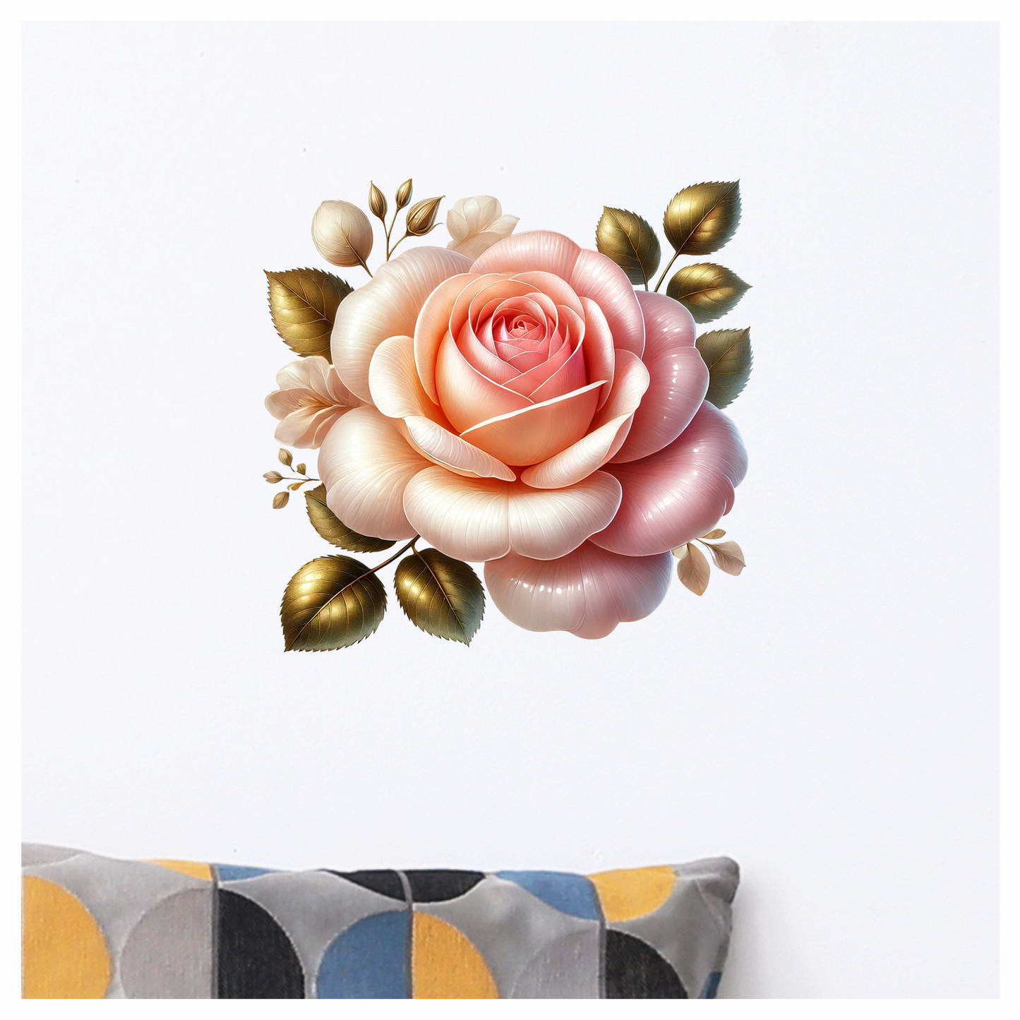 Pink White Rose Gold Leaves Vinyl Sticker Decal