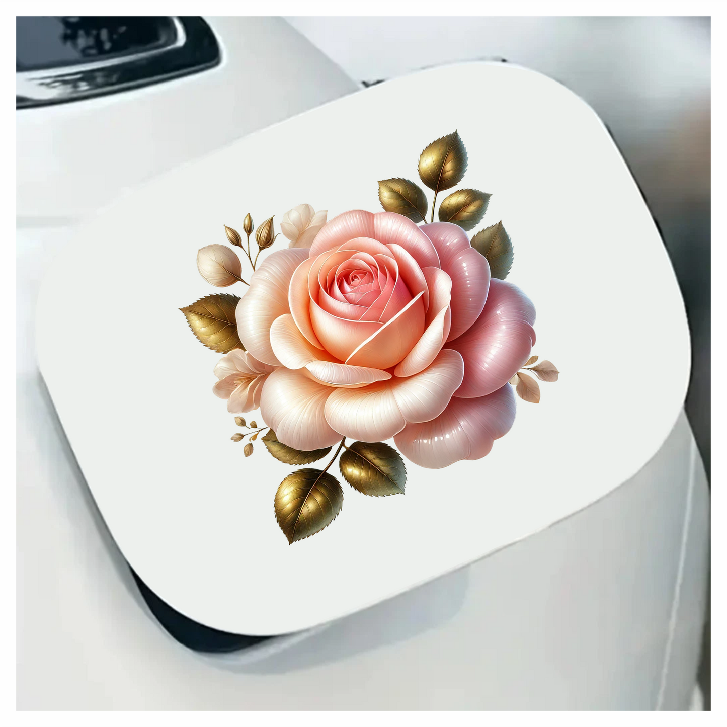 Pink White Rose Gold Leaves Vinyl Sticker Decal