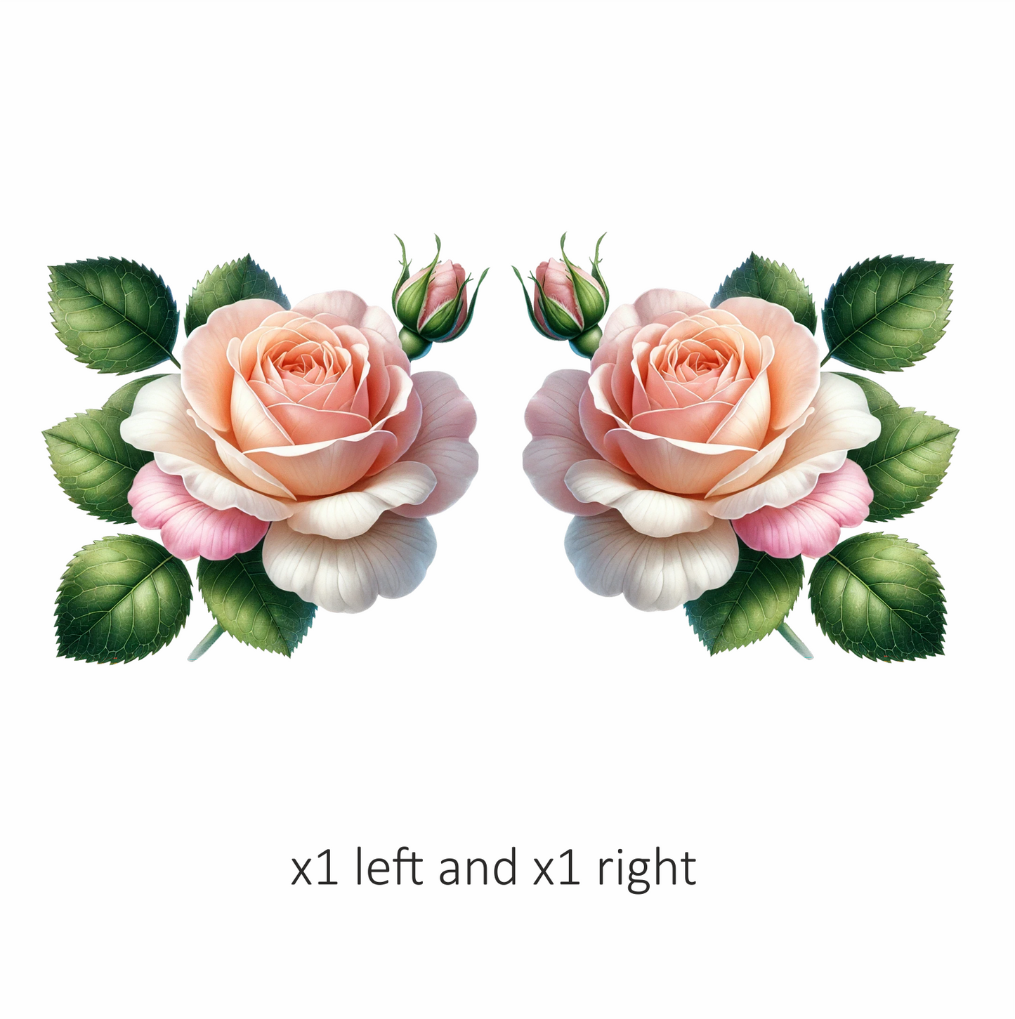 Peach Rose Green Leaves Floral Vinyl Sticker Decal