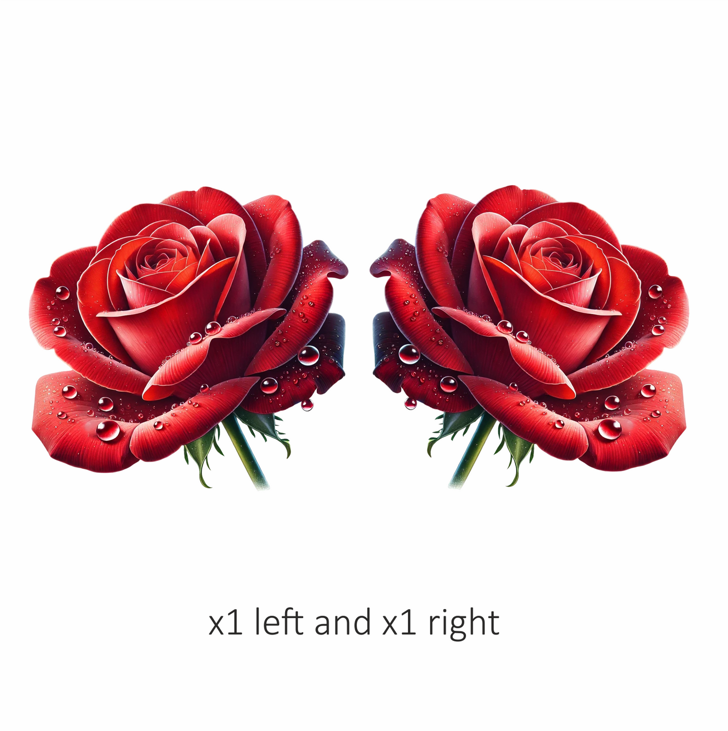 Red Rose Petals Water Droplets Vinyl Sticker Decal