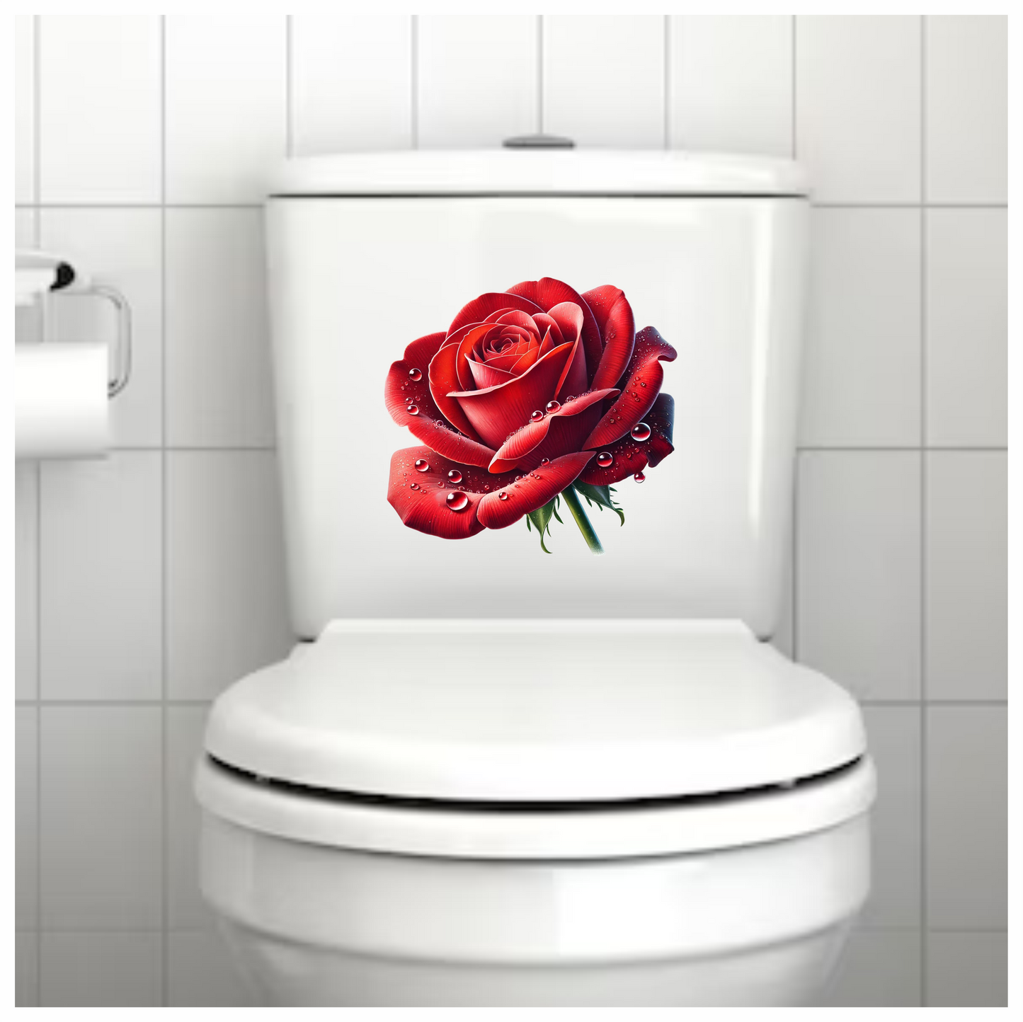 Red Rose Petals Water Droplets Vinyl Sticker Decal