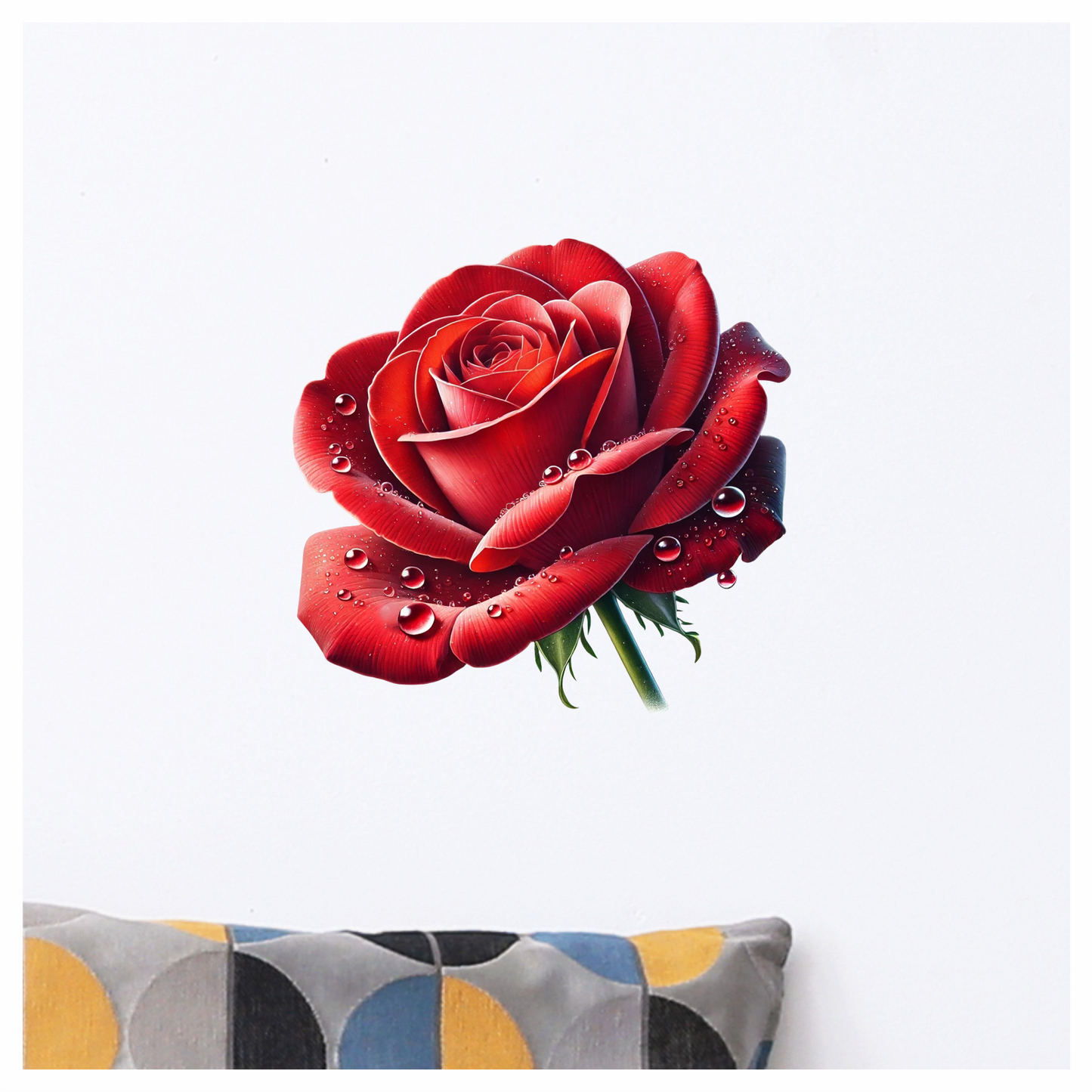 Red Rose Petals Water Droplets Vinyl Sticker Decal