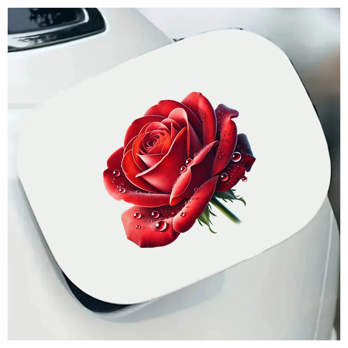 Red Rose Petals Water Droplets Vinyl Sticker Decal