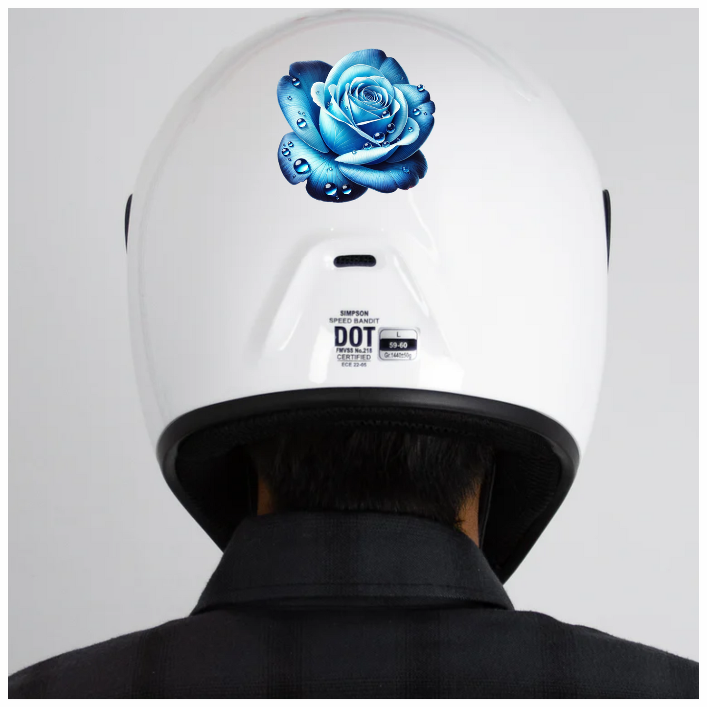 Blue Rose Petals Water Droplets Vinyl Sticker Decal