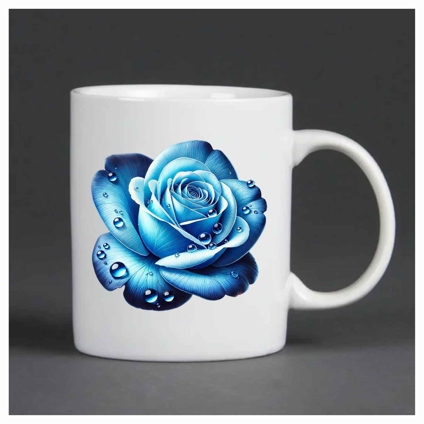 Blue Rose Petals Water Droplets Vinyl Sticker Decal