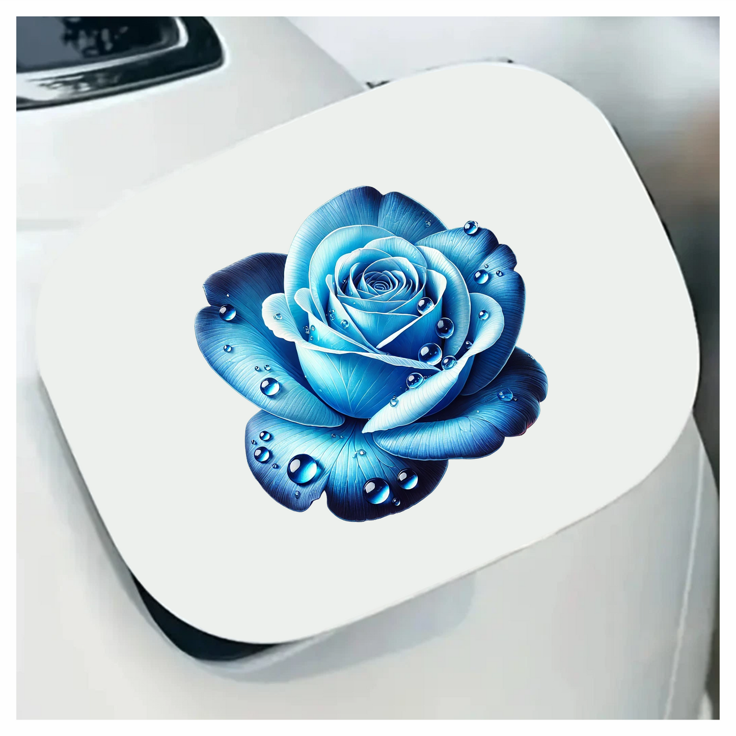 Blue Rose Petals Water Droplets Vinyl Sticker Decal