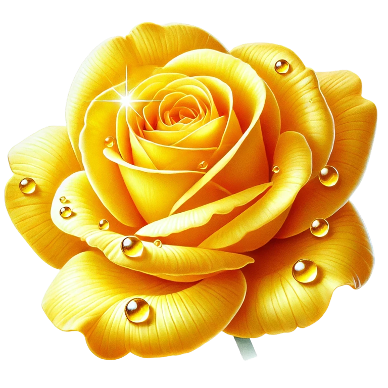 Yellow Rose Flower With Waterdrops Vinyl Sticker Decal
