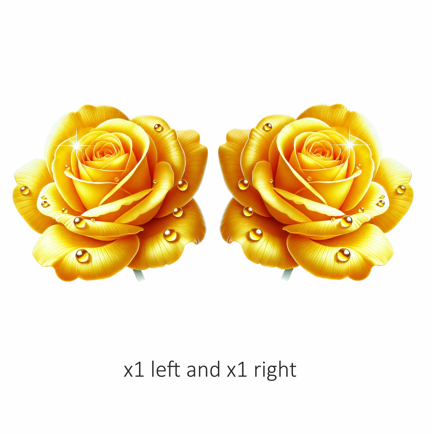 Yellow Rose Flower With Waterdrops Vinyl Sticker Decal