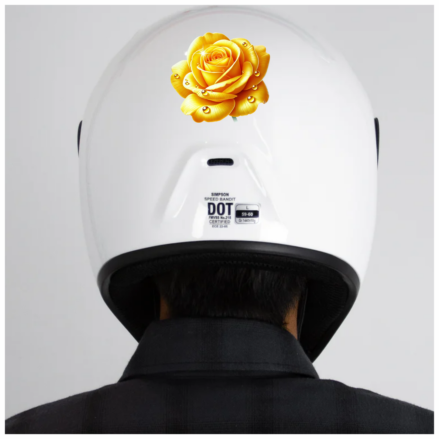 Yellow Rose Flower With Waterdrops Vinyl Sticker Decal